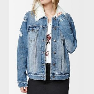 Sherpa Jean Jacket with fur PacSun